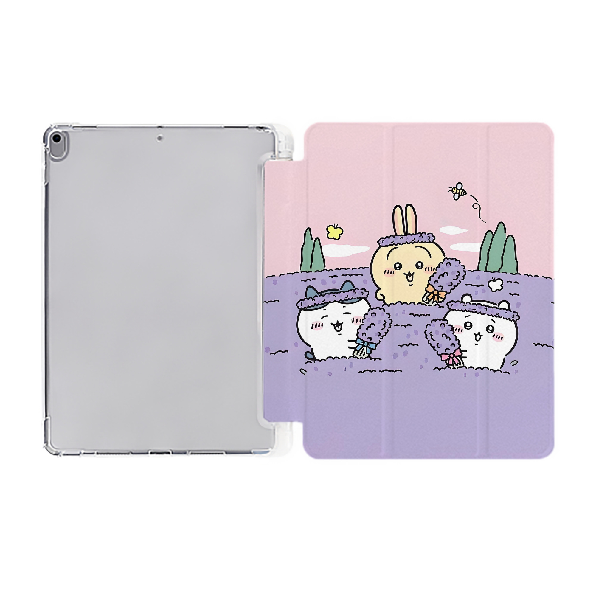 （画像用） ちいかわ Chii-kawa IPad ケース ペン収納付き 三つ折りスタンド PUレザー×シリコン 対応機種9.5/10.5/10.9インチ